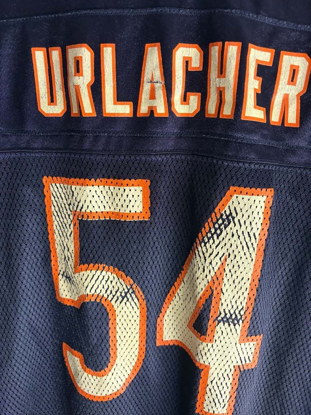 Vintage Reebok NFL Chicago Bears Brian Urlacher 54 Navy Blue Mesh Football Jerse - Picture 7 of 7
